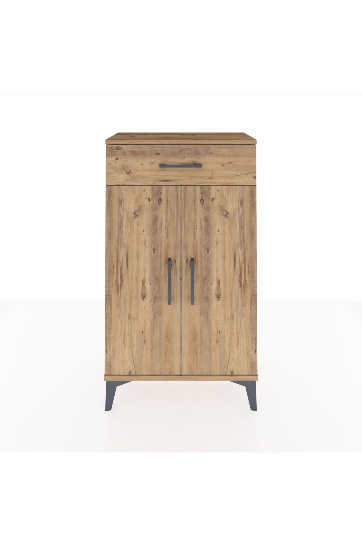 Arges Komodin 2 Raflı Tek Çekmeceli 2 Kapaklı 60x30x106 Çam-Çam