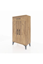 Arges Komodin 2 Raflı Tek Çekmeceli 2 Kapaklı 60x30x106 Çam-Çam