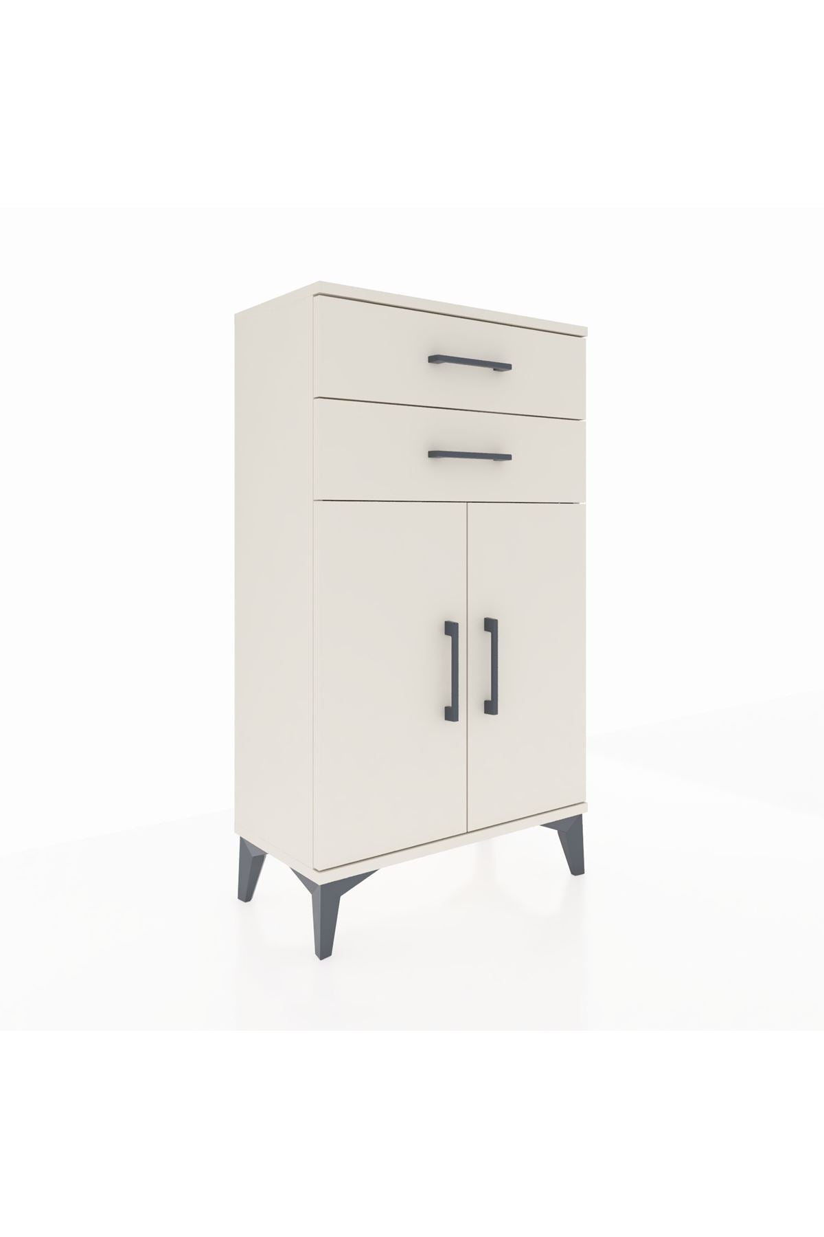 Arges Komodin Tek Raflı 2 Çekmeceli 2 Kapaklı 60x30x106 Aytaşı-Aytaşı