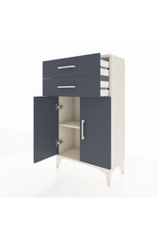 Arges Komodin Tek Raflı 2 Çekmeceli 2 Kapaklı 60x30x106 Aytaşı-Antrasit