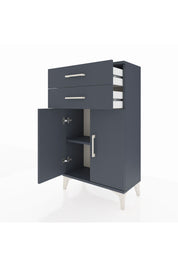Arges Komodin Tek Raflı 2 Çekmeceli 2 Kapaklı 60x30x106 Antrasit-Antrasit