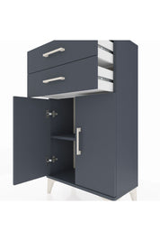 Arges Komodin Tek Raflı 2 Çekmeceli 2 Kapaklı 60x30x106 Antrasit-Antrasit