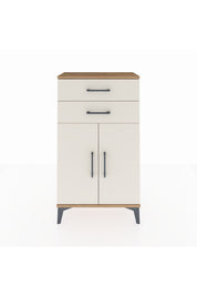 Arges Komodin Tek Raflı 2 Çekmeceli 2 Kapaklı 60x30x106 Çam-Aytaşı