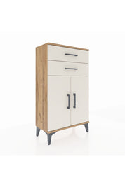 Arges Komodin Tek Raflı 2 Çekmeceli 2 Kapaklı 60x30x106 Çam-Aytaşı