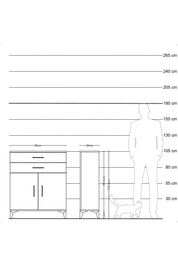 Arges Komodin Tek Raflı 2 Çekmeceli 2 Kapaklı 60x30x106 Çam-Aytaşı