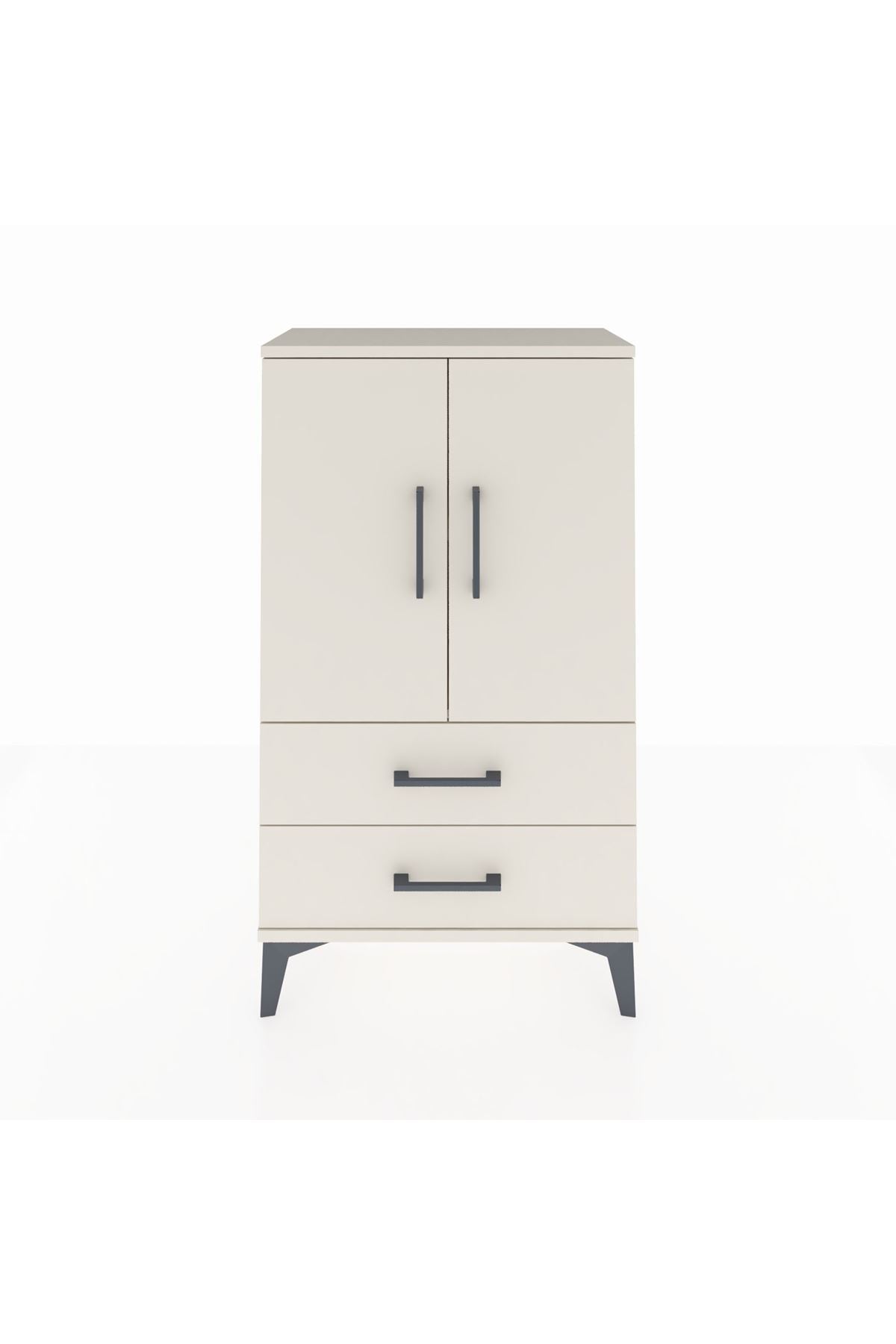 Arges Komodin 2 Raflı 2 Çekmeceli 2 Kapaklı 60x30x106 Aytaşı-Aytaşı