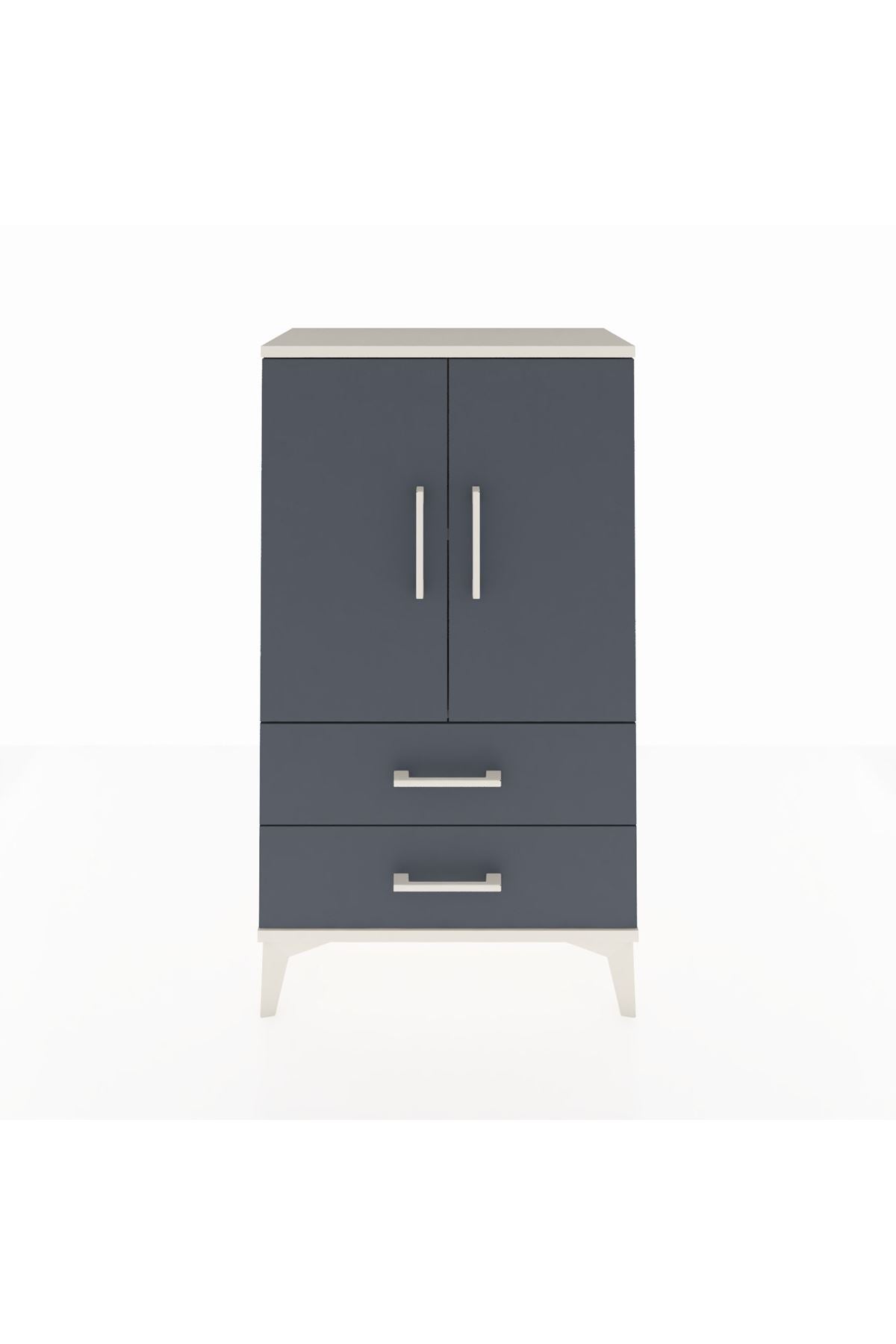 Arges Komodin 2 Raflı 2 Çekmeceli 2 Kapaklı 60x30x106 Aytaşı-Antrasit