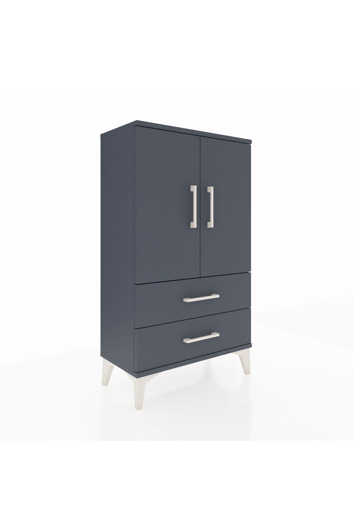 Arges Komodin 2 Raflı 2 Çekmeceli 2 Kapaklı 60x30x106 Antrasit-Antrasit