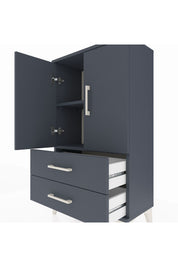 Arges Komodin 2 Raflı 2 Çekmeceli 2 Kapaklı 60x30x106 Antrasit-Antrasit