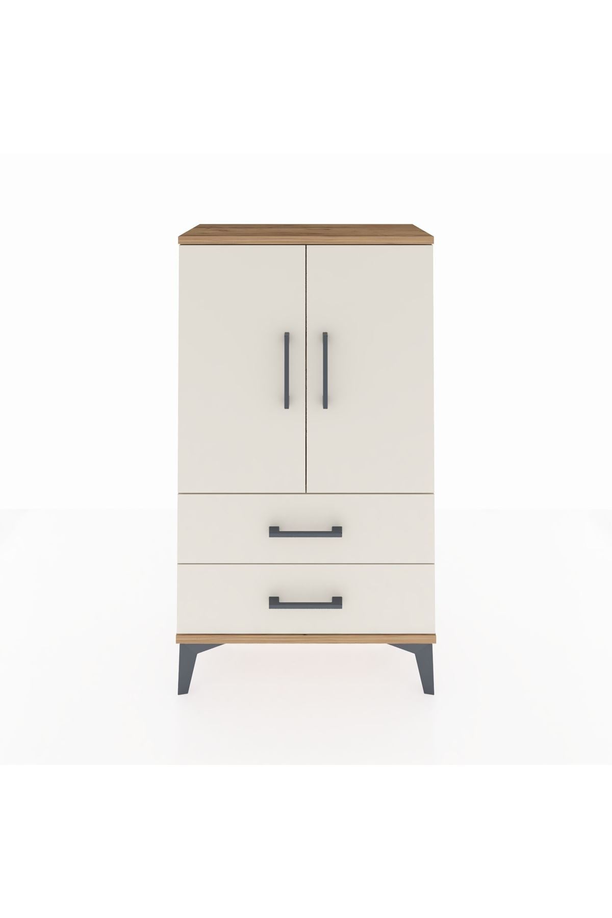 Arges Komodin 2 Raflı 2 Çekmeceli 2 Kapaklı 60x30x106 Çam-Aytaşı