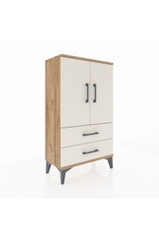Arges Komodin 2 Raflı 2 Çekmeceli 2 Kapaklı 60x30x106 Çam-Aytaşı