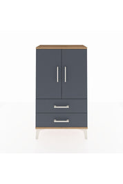 Arges Komodin 2 Raflı 2 Çekmeceli 2 Kapaklı 60x30x106 Çam-Antrasit