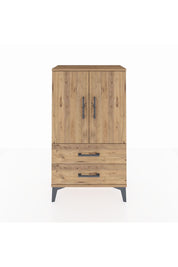 Arges Komodin 2 Raflı 2 Çekmeceli 2 Kapaklı 60x30x106 Çam-Çam
