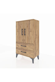 Arges Komodin 2 Raflı 2 Çekmeceli 2 Kapaklı 60x30x106 Çam-Çam