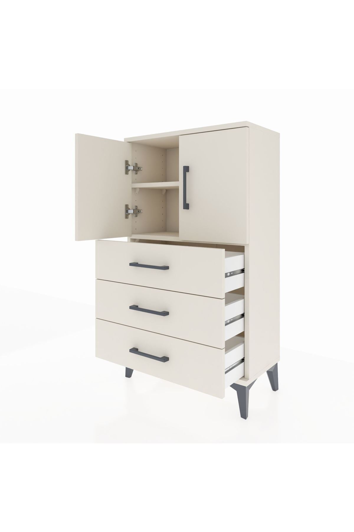 Arges Komodin 2 Raflı 3 Çekmeceli 2 Kapaklı 60x30x106 Aytaşı-Aytaşı