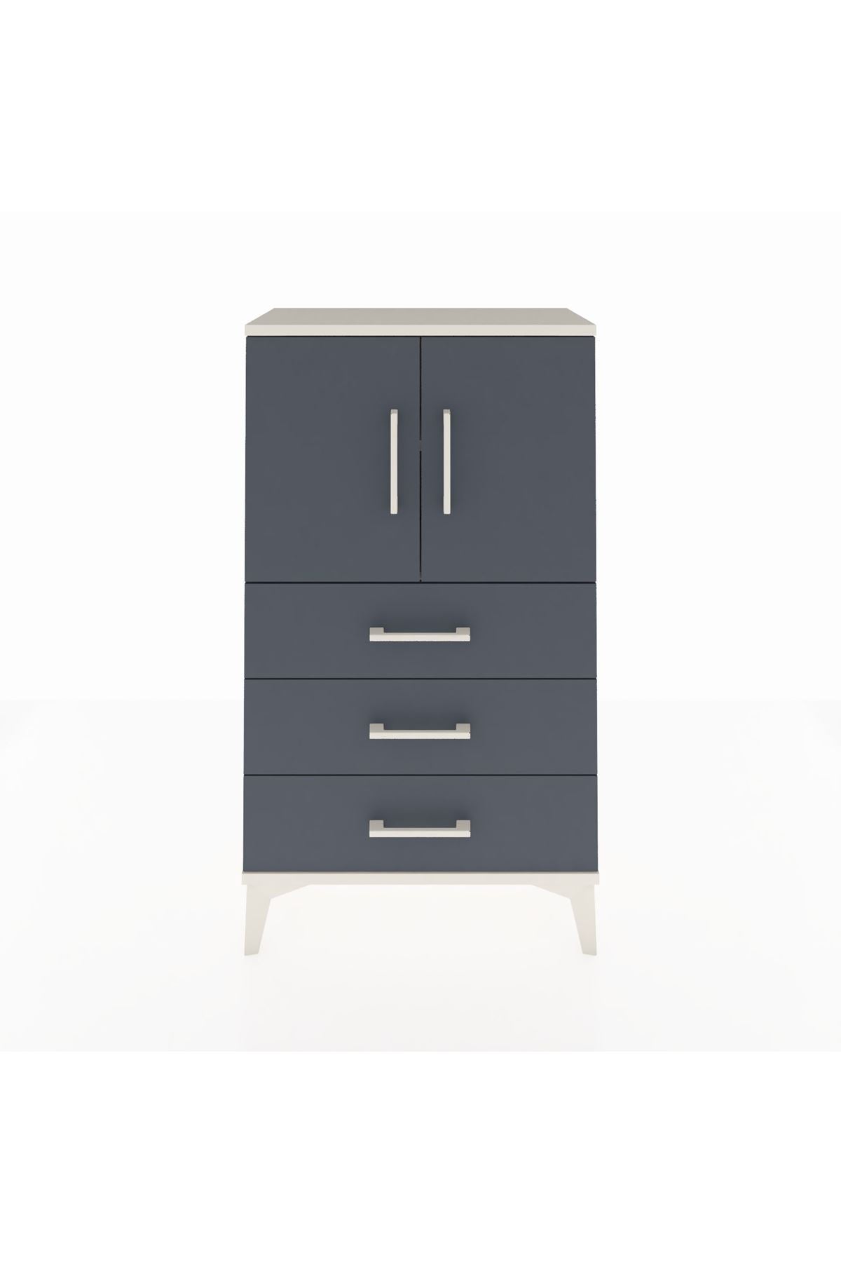 Arges Komodin 2 Raflı 3 Çekmeceli 2 Kapaklı 60x30x106 Aytaşı-Antrasit