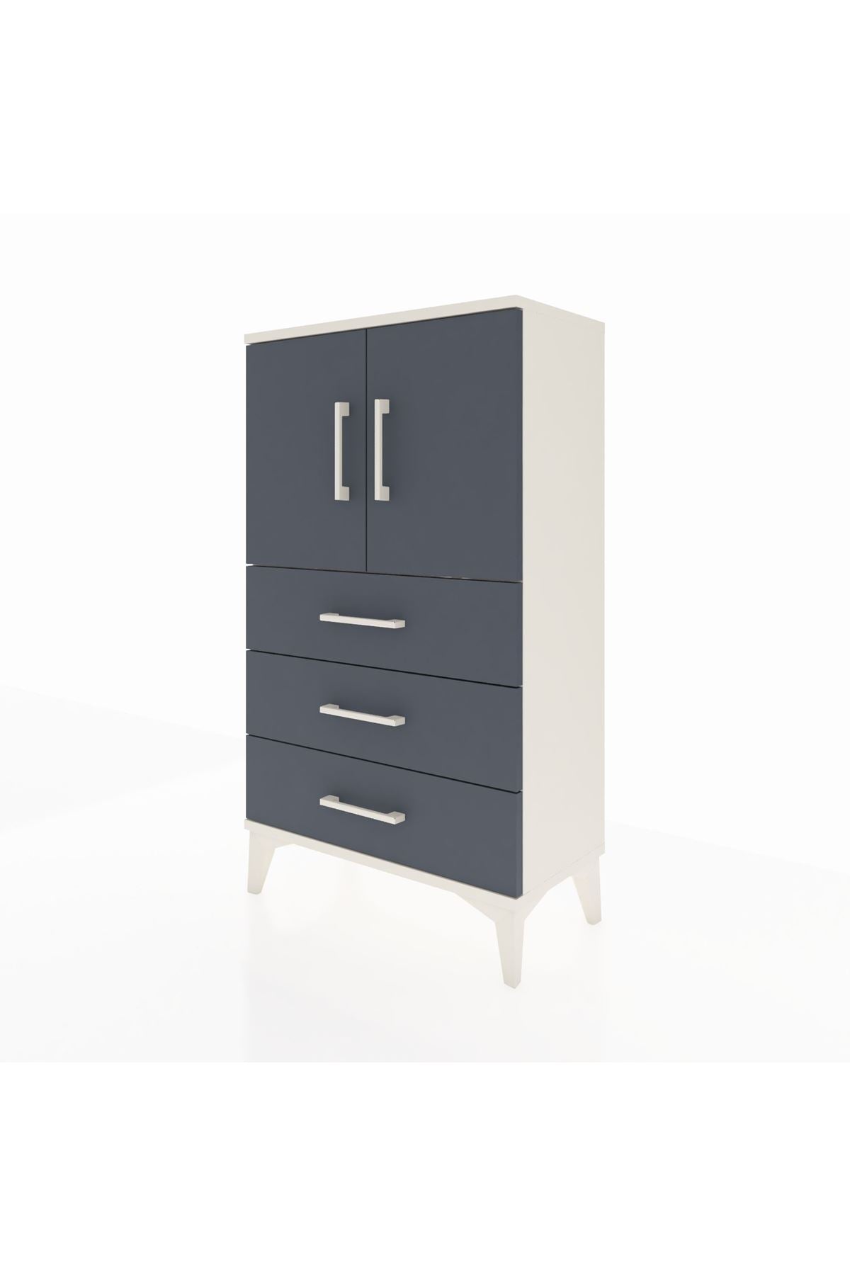 Arges Komodin 2 Raflı 3 Çekmeceli 2 Kapaklı 60x30x106 Aytaşı-Antrasit