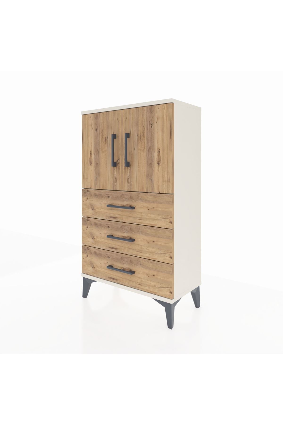 Arges Komodin 2 Raflı 3 Çekmeceli 2 Kapaklı 60x30x106 Aytaşı-Çam