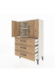 Arges Komodin 2 Raflı 3 Çekmeceli 2 Kapaklı 60x30x106 Aytaşı-Çam