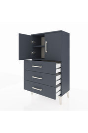 Arges Komodin 2 Raflı 3 Çekmeceli 2 Kapaklı 60x30x106 Antrasit-Antrasit