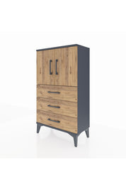 Arges Komodin 2 Raflı 3 Çekmeceli 2 Kapaklı 60x30x106 Antrasit-Çam