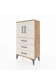 Arges Komodin 2 Raflı 3 Çekmeceli 2 Kapaklı 60x30x106 Çam-Aytaşı