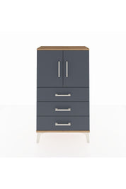 Arges Komodin 2 Raflı 3 Çekmeceli 2 Kapaklı 60x30x106 Çam-Antrasit