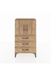 Arges Komodin 2 Raflı 3 Çekmeceli 2 Kapaklı 60x30x106 Çam-Çam