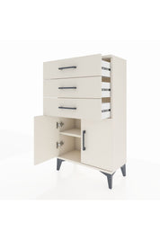 Arges Komodin Tek Raflı 3 Çekmeceli 2 Kapaklı 60x30x106 Aytaşı-Aytaşı