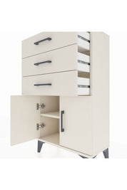 Arges Komodin Tek Raflı 3 Çekmeceli 2 Kapaklı 60x30x106 Aytaşı-Aytaşı