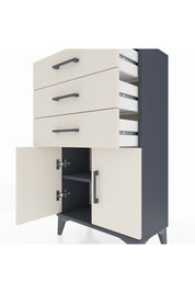 Arges Komodin Tek Raflı 3 Çekmeceli 2 Kapaklı 60x30x106 Antrasit-Aytaşı