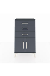 Arges Komodin Tek Raflı 3 Çekmeceli 2 Kapaklı 60x30x106 Antrasit-Antrasit