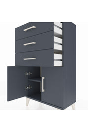 Arges Komodin Tek Raflı 3 Çekmeceli 2 Kapaklı 60x30x106 Antrasit-Antrasit