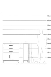Arges Komodin Tek Raflı 3 Çekmeceli 2 Kapaklı 60x30x106 Antrasit-Antrasit