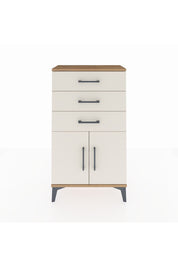 Arges Komodin Tek Raflı 3 Çekmeceli 2 Kapaklı 60x30x106 Çam-Aytaşı