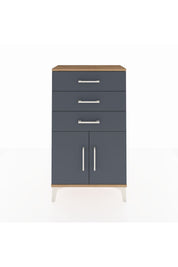 Arges Komodin Tek Raflı 3 Çekmeceli 2 Kapaklı 60x30x106 Çam-Antrasit