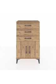Arges Komodin Tek Raflı 3 Çekmeceli 2 Kapaklı 60x30x106 Çam-Çam