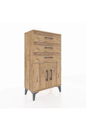 Arges Komodin Tek Raflı 3 Çekmeceli 2 Kapaklı 60x30x106 Çam-Çam