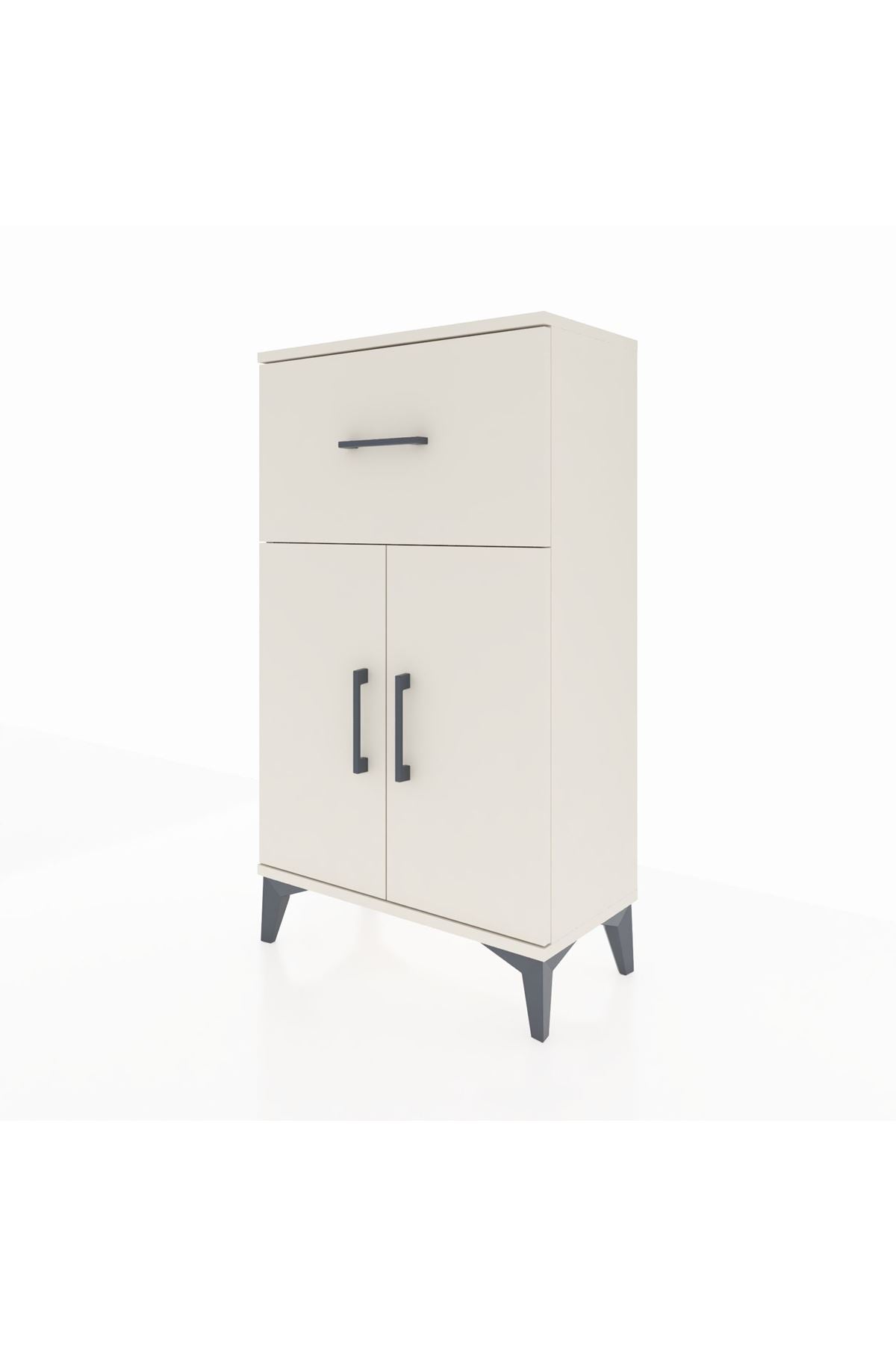 Arges Komodin Tek Raflı Tek Çekmeceli 2 Kapaklı 60x30x106 Aytaşı-Aytaşı