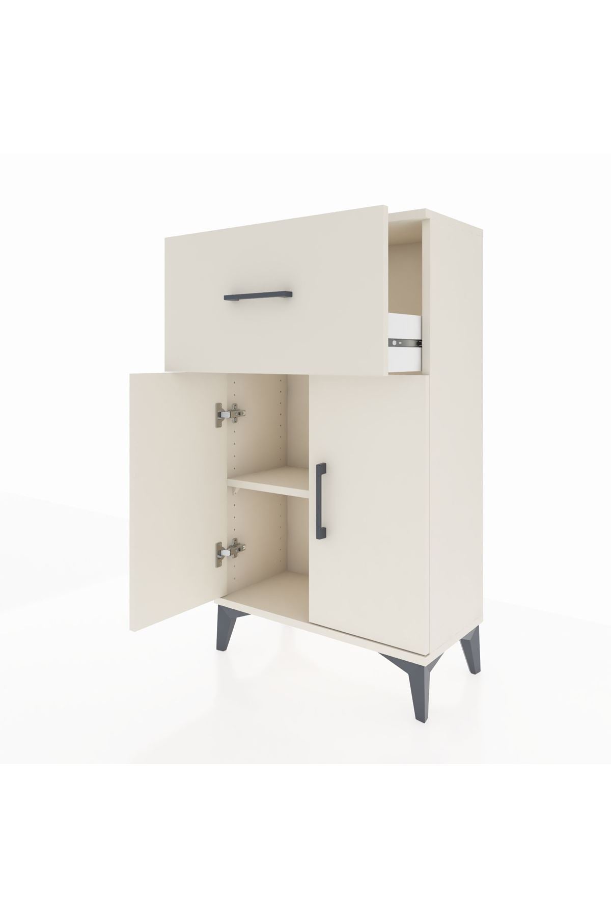 Arges Komodin Tek Raflı Tek Çekmeceli 2 Kapaklı 60x30x106 Aytaşı-Aytaşı