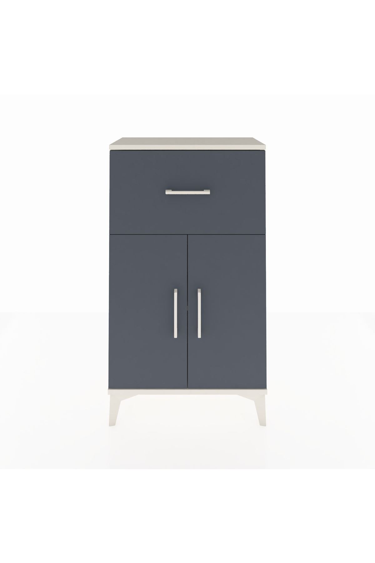 Arges Komodin Tek Raflı Tek Çekmeceli 2 Kapaklı 60x30x106 Aytaşı-Antrasit