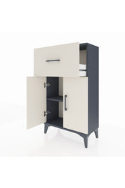 Arges Komodin Tek Raflı Tek Çekmeceli 2 Kapaklı 60x30x106 Antrasit-Aytaşı