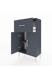 Arges Komodin Tek Raflı Tek Çekmeceli 2 Kapaklı 60x30x106 Antrasit-Antrasit