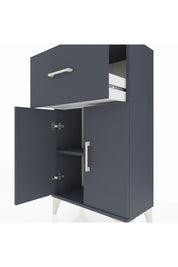 Arges Komodin Tek Raflı Tek Çekmeceli 2 Kapaklı 60x30x106 Antrasit-Antrasit
