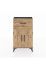 Arges Komodin Tek Raflı Tek Çekmeceli 2 Kapaklı 60x30x106 Antrasit-Çam