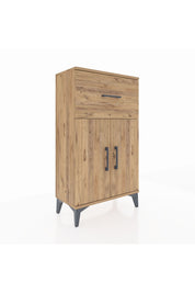 Arges Komodin Tek Raflı Tek Çekmeceli 2 Kapaklı 60x30x106 Çam-Çam