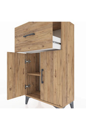 Arges Komodin Tek Raflı Tek Çekmeceli 2 Kapaklı 60x30x106 Çam-Çam