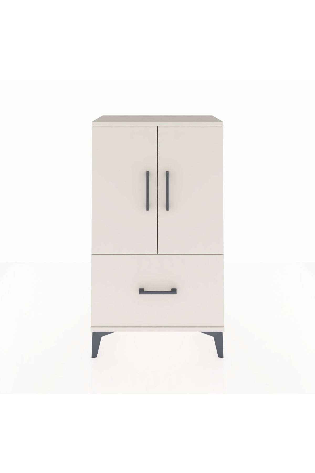 Arges Komodin 2 Raflı Tek Çekmeceli 2 Kapaklı 60x30x106 Aytaşı-Aytaşı