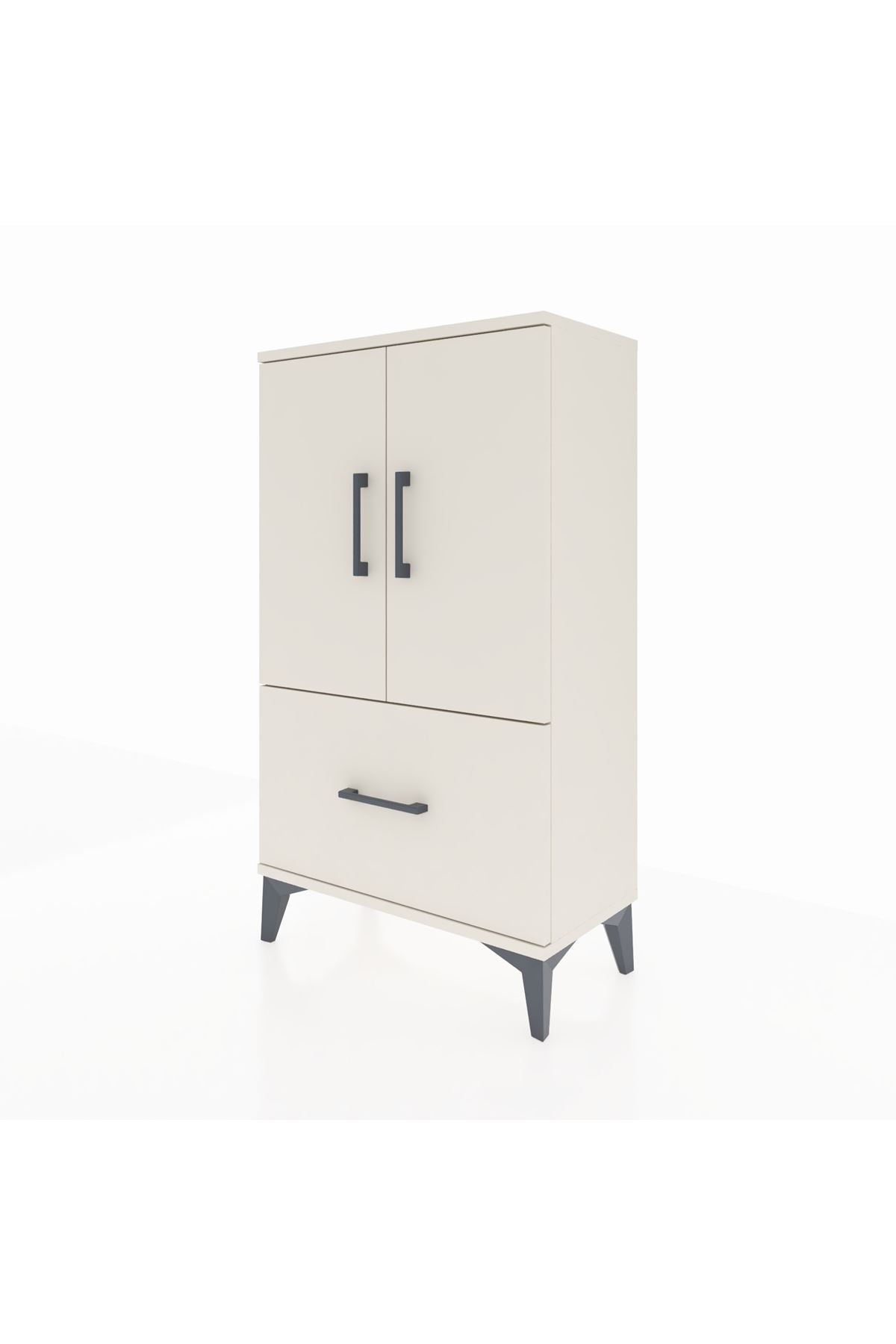 Arges Komodin 2 Raflı Tek Çekmeceli 2 Kapaklı 60x30x106 Aytaşı-Aytaşı