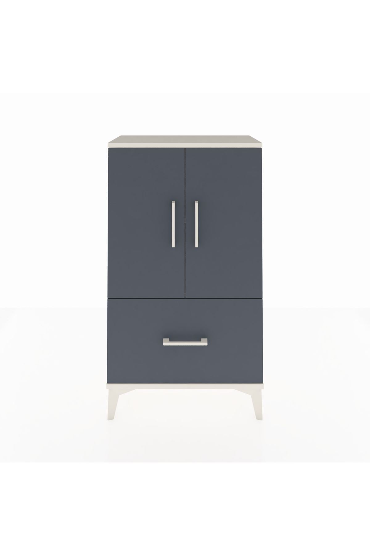 Arges Komodin 2 Raflı Tek Çekmeceli 2 Kapaklı 60x30x106 Aytaşı-Antrasit